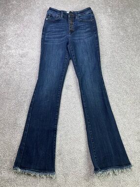 KanCan Jeans Women’s 1/24 Blue Bootcut High Rise Dark Wash Button Fly Denim